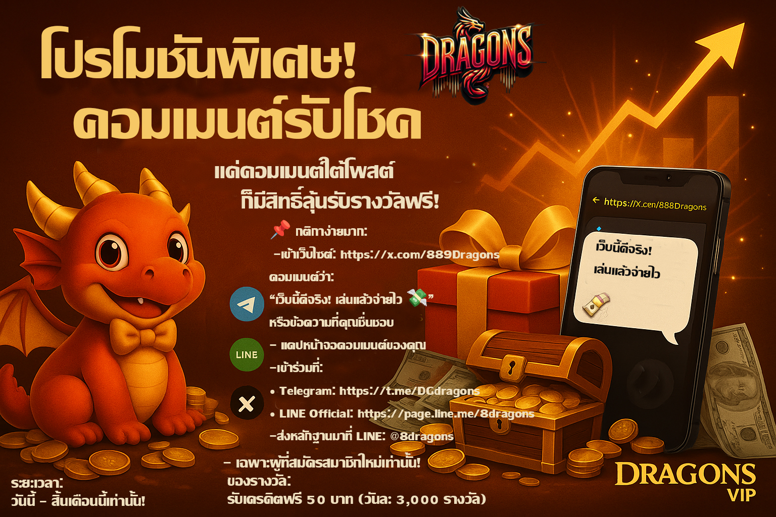 🎉 โปรโมชันพิเศษ! คอมเมนต์รับลุ้นรับรางวัลฟรี! 50 บาท 🎉